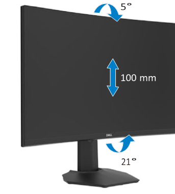 Dell - S2722DGM - Verwenden der Neigungs- und Höhenverstellung Verwenden der Neigungs- und Höhenverstellung