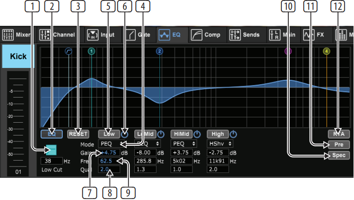 Midas - MR18 - M AIR Edit für PC - EQ-Tab M AIR Edit für PC - EQ-Tab