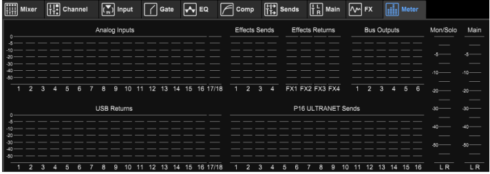 Midas - MR18 - M AIR Edit für PC - Meter-Registerkarte M AIR Edit für PC - Meter-Registerkarte