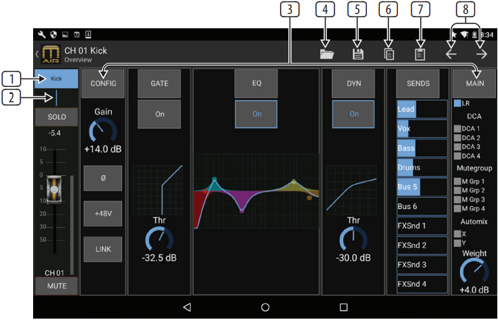 Midas - MR18 - M AIR für Android - Eingang M AIR für Android - Eingang