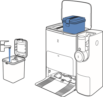 ECOVACS - DEEBOT T30S COMBO COMPLETE - Wasser in den Frischwassertank füllen Wasser in den Frischwassertank füllen