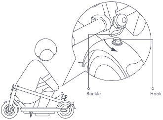 Xiaomi - 4 Pro - Zusammenklappen - Schritt 3 - Schnalle mit dem Haken ausrichten Zusammenklappen - Schritt 3 - Schnalle mit dem Haken ausrichten