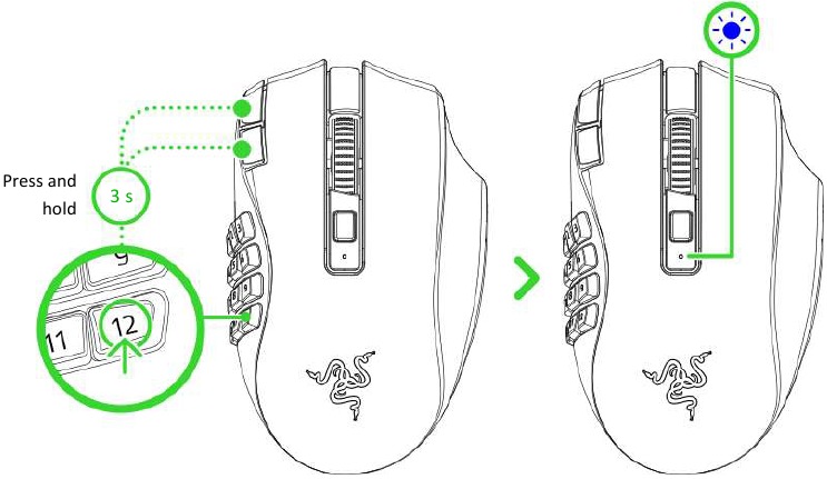 Razer - NAGA V2 HYPERSPEED - Verbinden über Bluetooth-Modus - Schritt 2 Verbinden über Bluetooth-Modus - Schritt 2