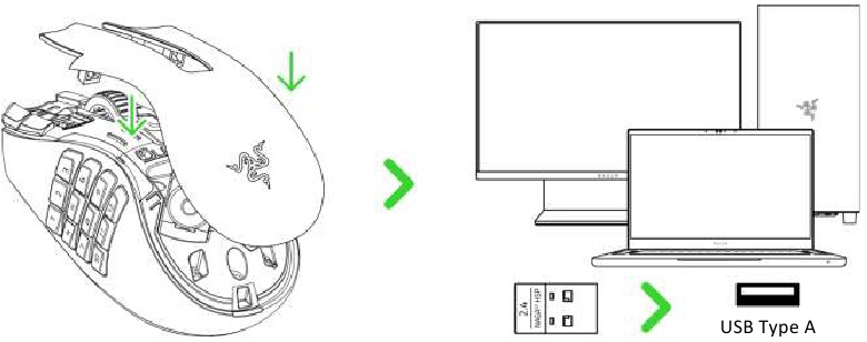 Razer - NAGA V2 HYPERSPEED - Verbinden über HyperSpeed Wireless Modus - Schritt 2 Verbinden über HyperSpeed Wireless Modus - Schritt 2
