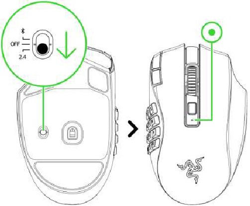 Razer - NAGA V2 HYPERSPEED - Verbinden über HyperSpeed Wireless Modus - Schritt 3 Verbinden über HyperSpeed Wireless Modus - Schritt 3