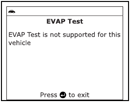 Hinweismeldung EVAP Test nicht unterstützt