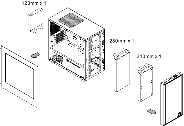 Thermaltake - Versa H17 - Radiator-Installation Radiator-Installation