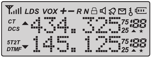BAOFENG - UV-5R Pro - BESCHREIBUNG DER LCD-ANZEIGE - Teil 1 BESCHREIBUNG DER LCD-ANZEIGE - Teil 1
