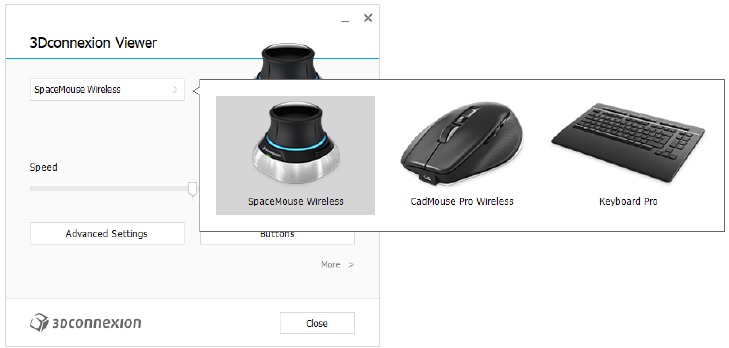 3DConnexion - SpaceMouse Wireless - Einstellungen - Schritt 1 - Geschwindigkeit Einstellungen - Schritt 1 - Geschwindigkeit