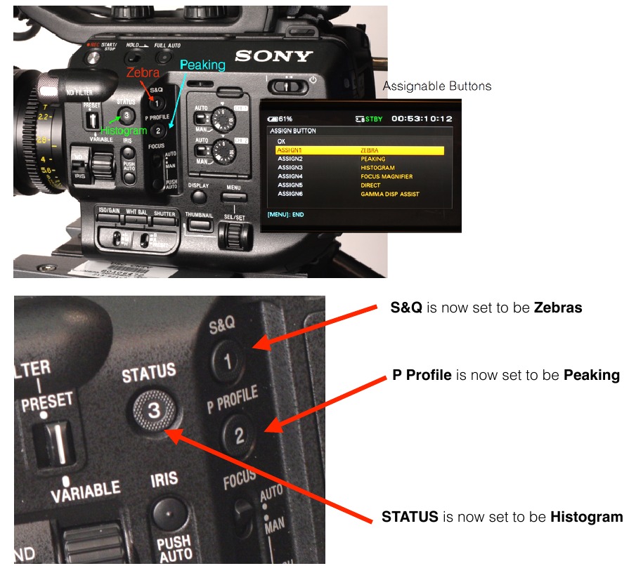 Sony - PXW-FS5 - Zuweisbare Tasten - Schritt 1 Zuweisbare Tasten - Schritt 1