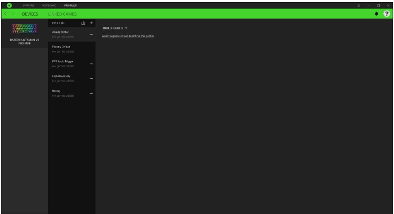 RAZER - HUNTSMAN V3 PRO MINI - PROFIL-REGISTERKARTE - Geräte PROFIL-REGISTERKARTE - Geräte