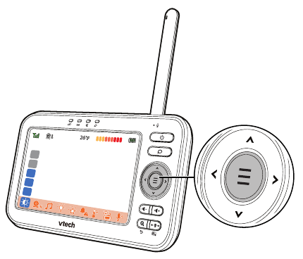 VTech - VM5463 - Grundfunktionen - Elterneinheit - Das Menü verwenden Grundfunktionen - Elterneinheit - Das Menü verwenden