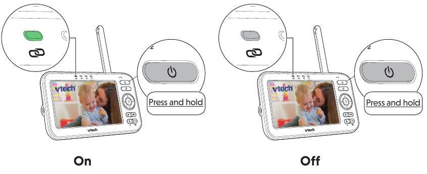 VTech - VM5463 - Babyphone ein- oder ausschalten - Schritt 2 Babyphone ein- oder ausschalten - Schritt 2
