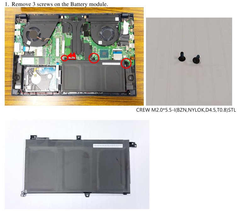 Asus - X571 Serie - Akku-Modul demontieren Akku-Modul demontieren