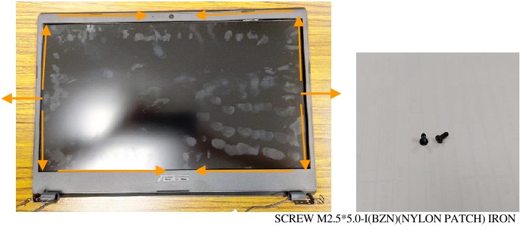 Asus - X571 Serie – Entfernen des Displayrahmen-Moduls – Schritt 2 Entfernen des Displayrahmen-Moduls – Schritt 2