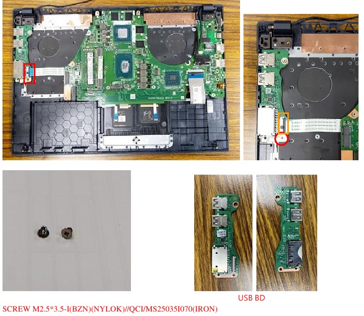 Asus - X571 Serie – Entfernen der USB-Platine Entfernen der USB-Platine