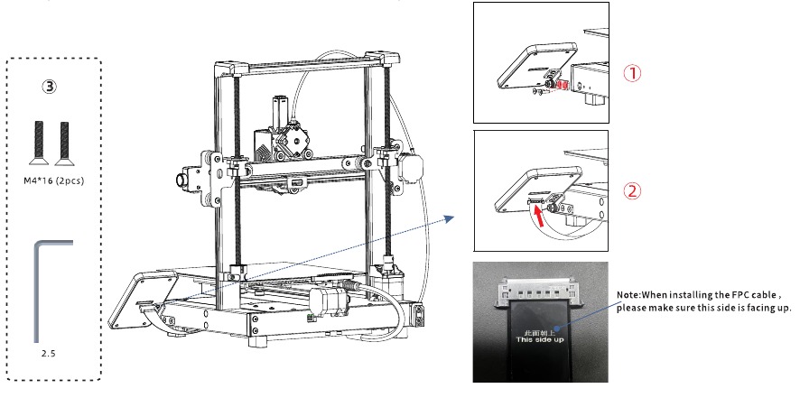 Anycubic - Kobra 3 Combo - Bildschirm installieren Bildschirm installieren