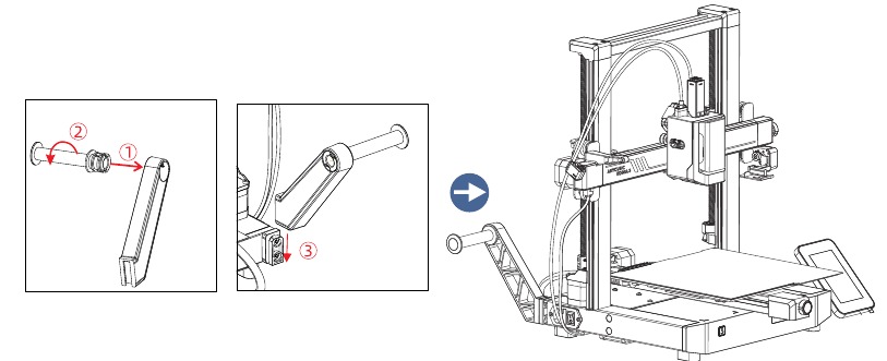 Anycubic - Kobra 3 Combo - Spulenhalter installieren Spulenhalter installieren