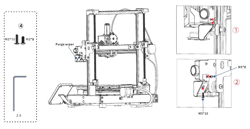 Anycubic - Kobra 3 Combo - Reinigungswischer installieren Reinigungswischer installieren