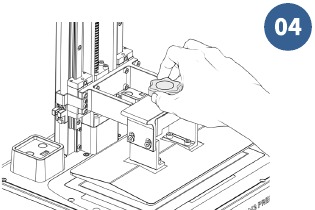Anycubic - Photon M3 Premium - Vorbereitungen - Schritt 2 - Drehknopf festziehen Vorbereitungen - Schritt 2 - Drehknopf festziehen