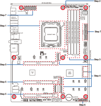 Asus - ROG STRIX B650E-E GAMING WIFI - Motherboard-Layout - Teil 1 Motherboard-Layout - Teil 1