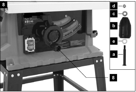 Scheppach - HS105 - Anbau und Betrieb - Montage des Handrads Anbau und Betrieb - Montage des Handrads