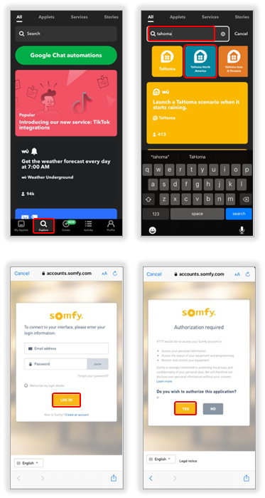 SOMFY - TAHOMA - IFTTT VERBINDEN IFTTT VERBINDEN