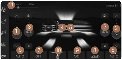 GENESIS - G90 2024 - ARMLEHNEN-TOUCHSCREEN - Vordersitzsteuerung vom Fond aus ARMLEHNEN-TOUCHSCREEN - Vordersitzsteuerung vom Fond aus