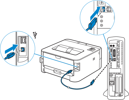 Dell - E310dw - Für USB-Verbindung, das USB-Kabel anschließen Für USB-Verbindung, das USB-Kabel anschließen