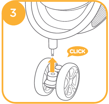 Joie - litetrax 3 - Kinderwagen-Montage - Vorderrad montieren - Schritt 1 Kinderwagen-Montage - Vorderrad montieren - Schritt 1