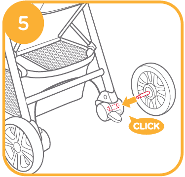 Joie - litetrax 3 - Kinderwagen-Montage - Hinterräder montieren - Schritt 1 Kinderwagen-Montage - Hinterräder montieren - Schritt 1