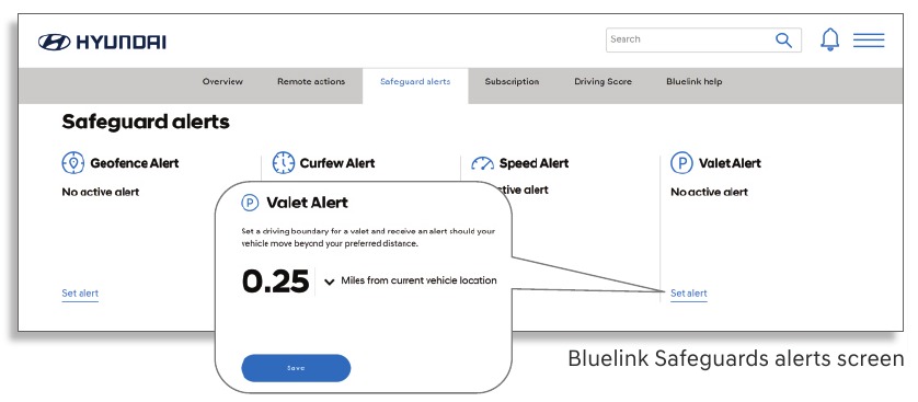 Hyundai - Bluelink - Bluelink Sicherheitswarnungen Bildschirm Bluelink Sicherheitswarnungen Bildschirm
