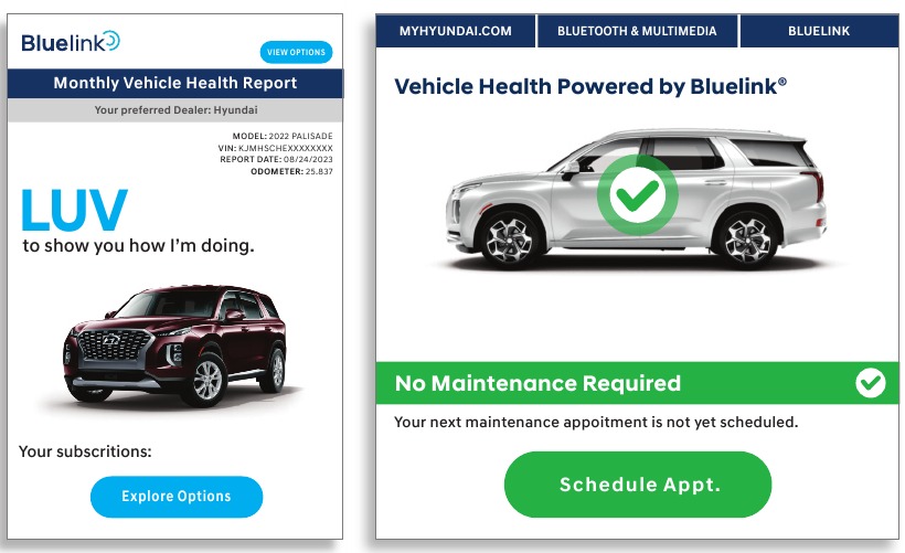 Hyundai - Bluelink - Monatlicher Fahrzeugzustandsbericht Monatlicher Fahrzeugzustandsbericht