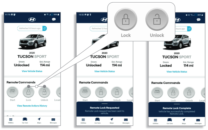 Hyundai - Bluelink - Türen per Fernzugriff entriegeln / verriegeln Türen per Fernzugriff entriegeln / verriegeln