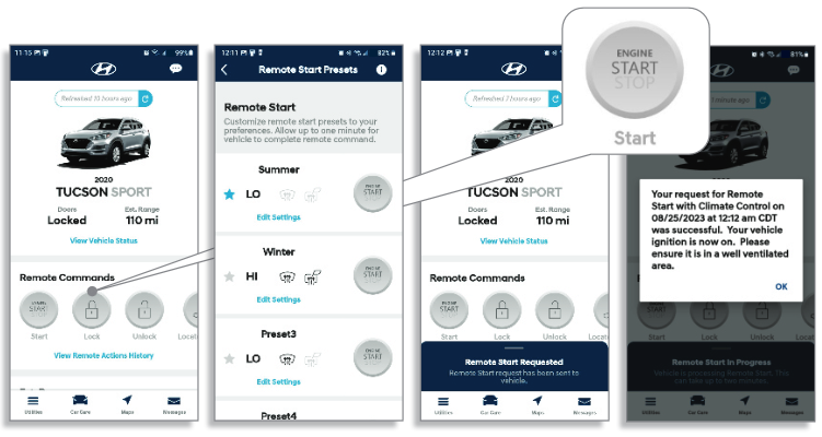 Hyundai - Bluelink - Motorfernstart mit Klimaregelung Motorfernstart mit Klimaregelung