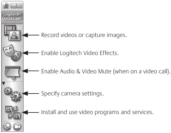 Logitech - QuickCam Pro 9000 - Funktionen der QuickCam-Software Funktionen der QuickCam-Software