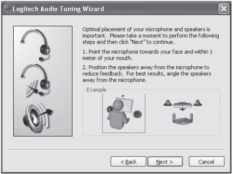 Logitech - QuickCam Pro 9000 - Verwenden des Audio-Tuning-Assistenten Verwenden des Audio-Tuning-Assistenten