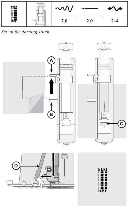 Singer - C7200 - Stopfen und Ausbessern - Schritt 2 - Kleine Löcher reparieren Stopfen und Ausbessern - Schritt 2 - Kleine Löcher reparieren