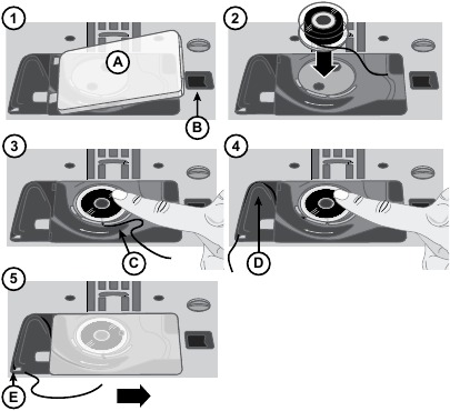Singer - C7200 - Vorbereitungen - Schritt 5 - Spule einlegen Vorbereitungen - Schritt 5 - Spule einlegen