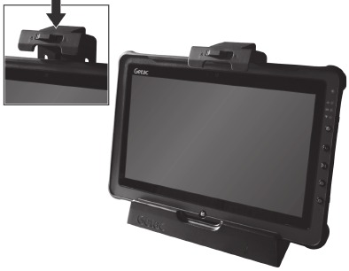Getac - F110 - Installation - Schritt 2 - F110 auf die Dockingstation legen Installation - Schritt 2 - F110 auf die Dockingstation legen