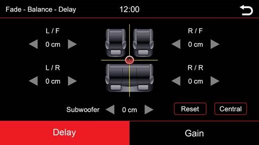 Dynavin - 9 - Fader - Balance - Delay - Gain Fader - Balance - Delay - Gain