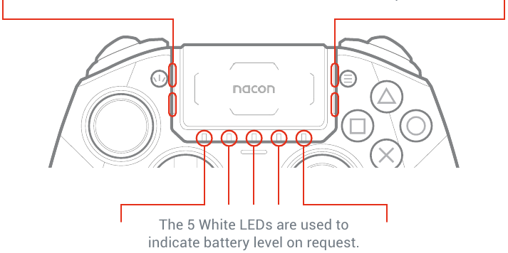 Nacon - REVOLUTION 5 PRO - Einstellungen für den erweiterten Modus - (APP) - Anzeige-LEDs - Schritt 4 Einstellungen für den erweiterten Modus - (APP) - Anzeige-LEDs - Schritt 4