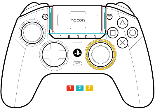 Nacon - REVOLUTION 5 PRO - Einstellungen für den erweiterten Modus - (APP) - Anzeige-LEDs - Schritt 1 Einstellungen für den erweiterten Modus - (APP) - Anzeige-LEDs - Schritt 1