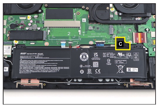 Acer - Nitro AN16-41 - Entfernung des Akkupacks - Schritt 2 Entfernung des Akkupacks - Schritt 2