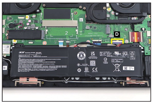 Acer - Nitro AN16-41 - Entfernung des Akkupacks - Schritt 3 Entfernung des Akkupacks - Schritt 3