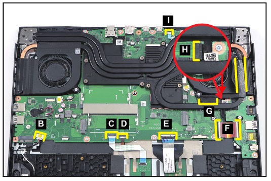 Acer - Nitro AN16-41 - Entfernung des Mainboards – Schritt 2 Entfernung des Mainboards – Schritt 2