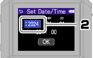 ZOOM - H4essential - Datum- und Uhrzeiteinstellungen - Schritt 2 Datum- und Uhrzeiteinstellungen - Schritt 2