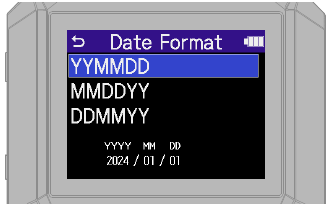 ZOOM - H4essential - Datumsformateinstellung Datumsformateinstellung