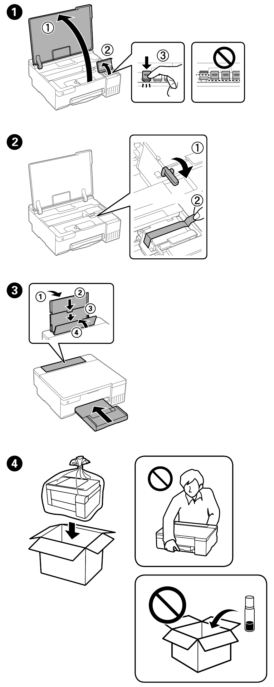 Epson - L8050 Serie - Lagern und Transportieren - Schritt 1 Lagern und Transportieren - Schritt 1