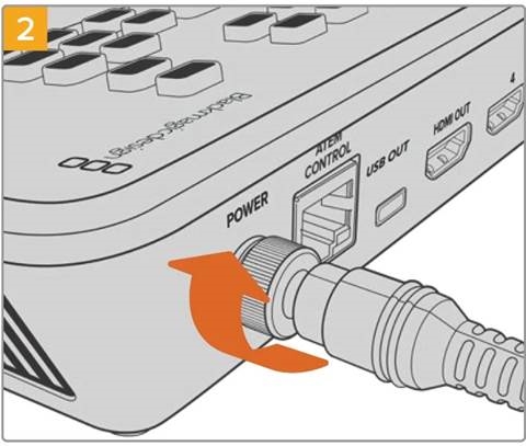 Blackmagic Design - ATEM Mini - Stromversorgung anschließen - Schritt 2 Stromversorgung anschließen - Schritt 2
